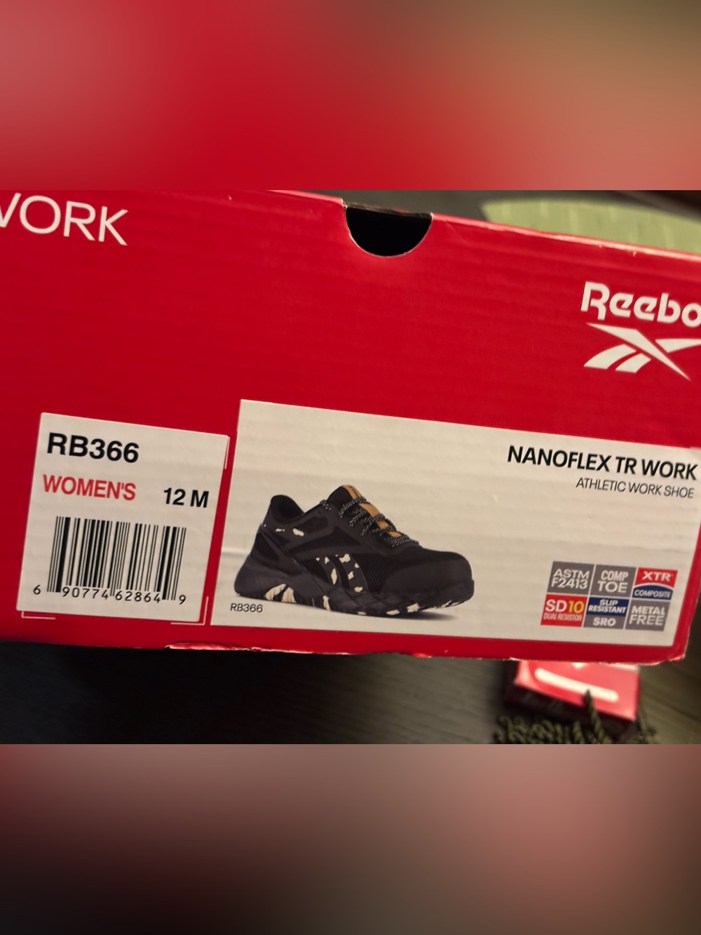 Reebok Women's Nanoflex TR Work Shoe — Black with Tan Accents